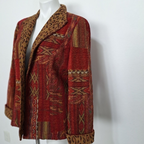 Coldwater Creek Multicolor Tapestry Animal Print Indie Sleaze Jacket Size PL - Picture 5 of 15